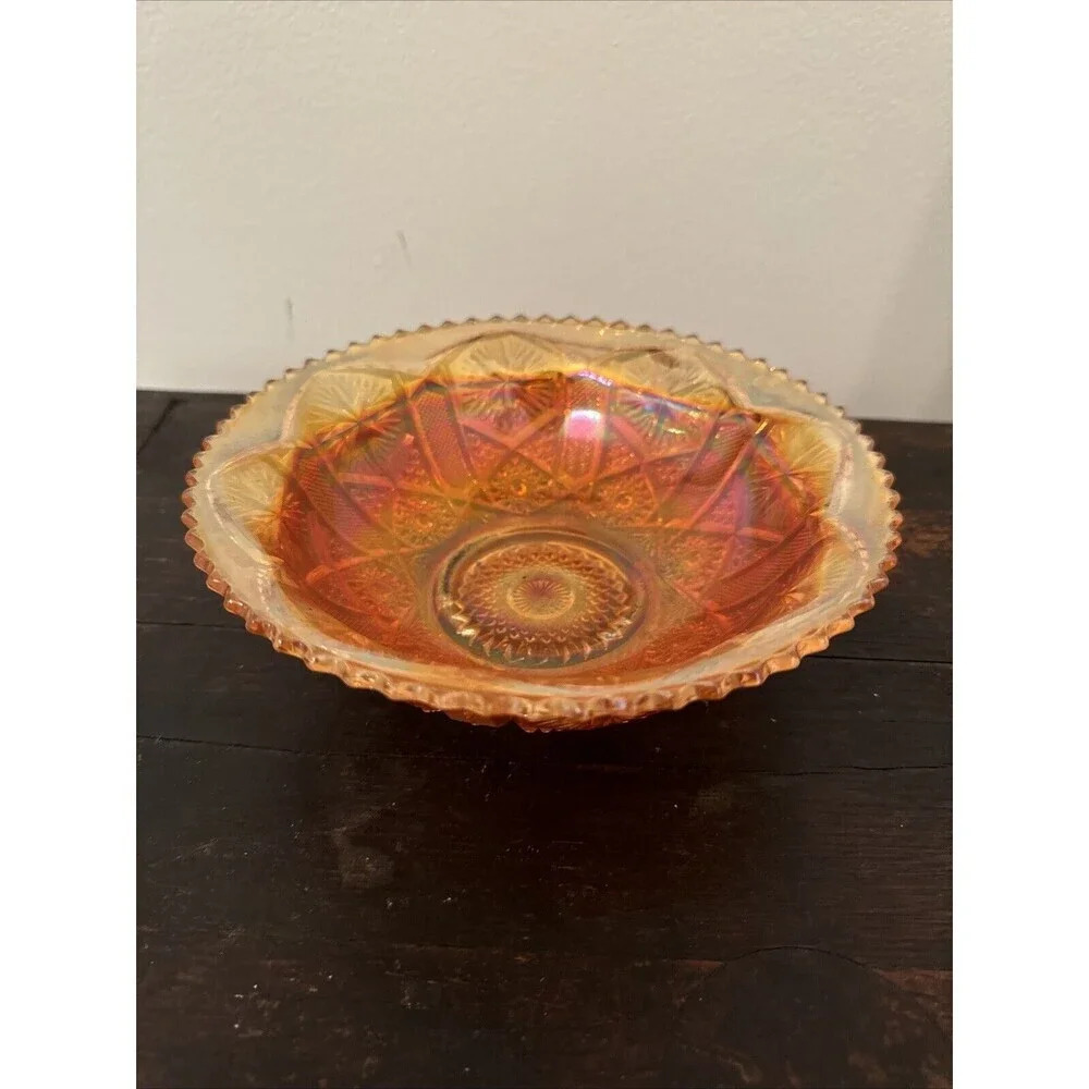Imperial Marigold Carnival Glass Bowl‎ in pattern  Star N File Excellent